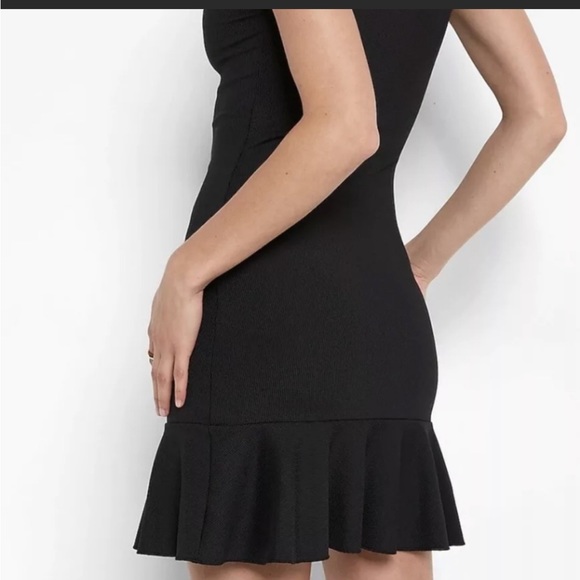 Express Body Contour Ribbed V-Wire Ruffle Mini Dress - Picture 3 of 7